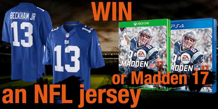 Giveaway prizes: win an NFL jersey or Madden 17 video game
